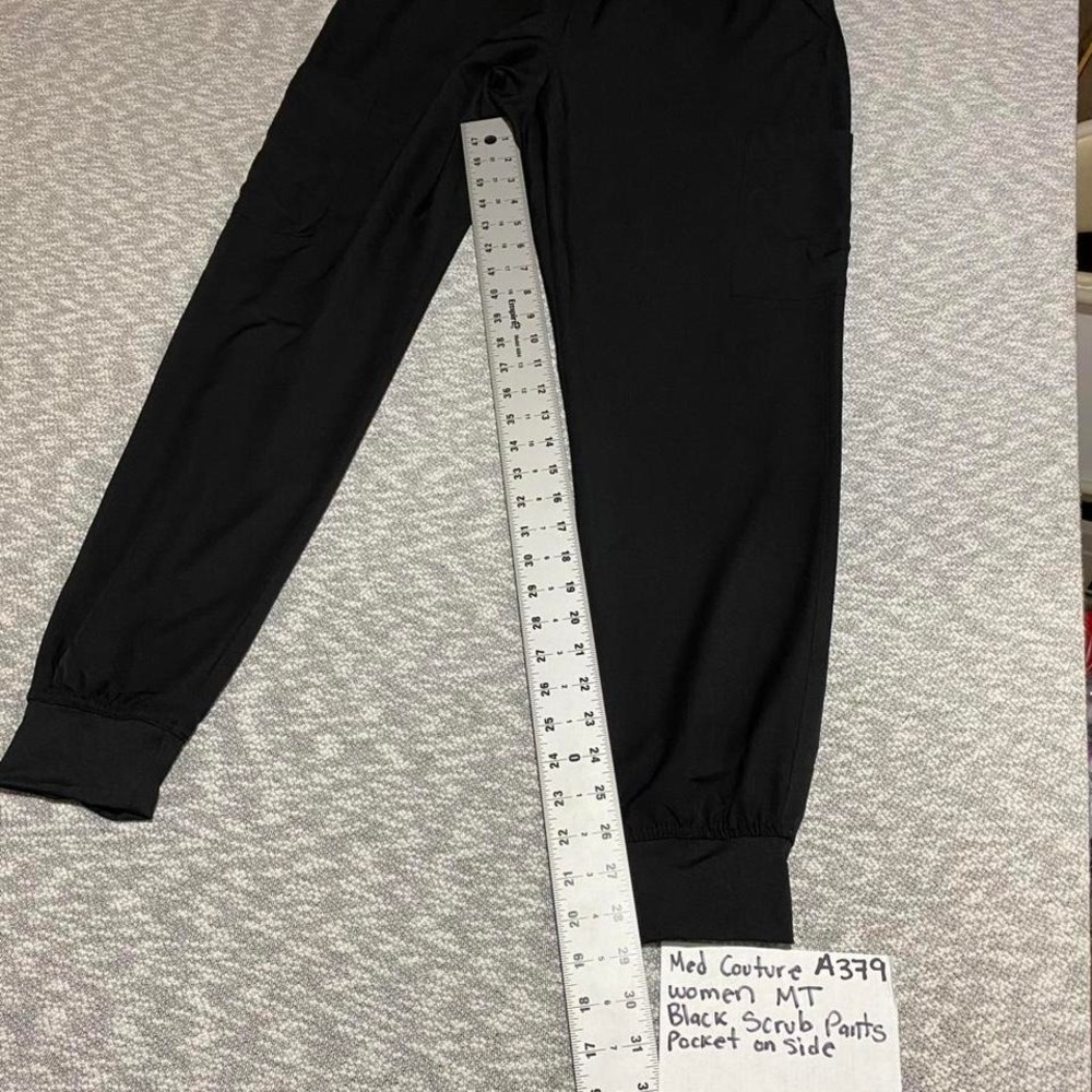 Med Couture Black scrub pants with pockets on side Size MT. SKU-A379 #scrubs